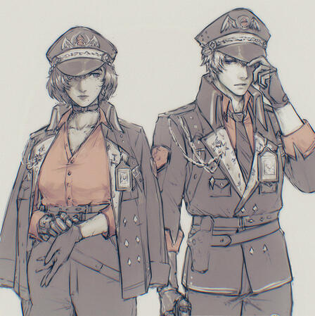 Loose sketch of my OC Eva and Lee from PGR