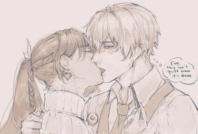 Loose sketch of my OC Eva and Lee from PGR